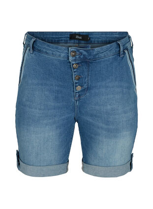 Denim shorts with rolled up hems, Light blue denim, Packshot image number 0