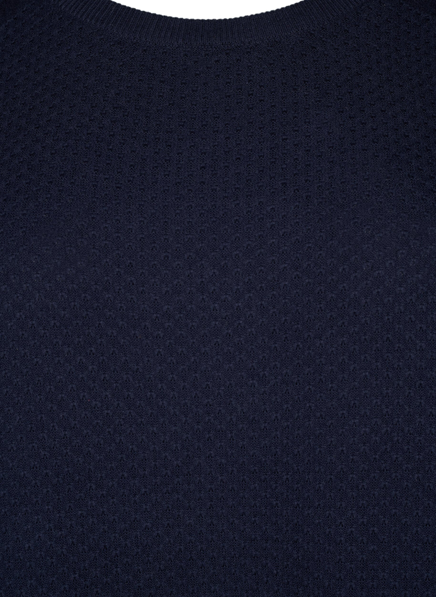 Zizzifashion Pullover in organic cotton with texture pattern, Navy Blazer, Packshot image number 2