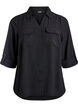 Shirt with chest pockets and 3/4 sleeves, Black, Packshot image number 0
