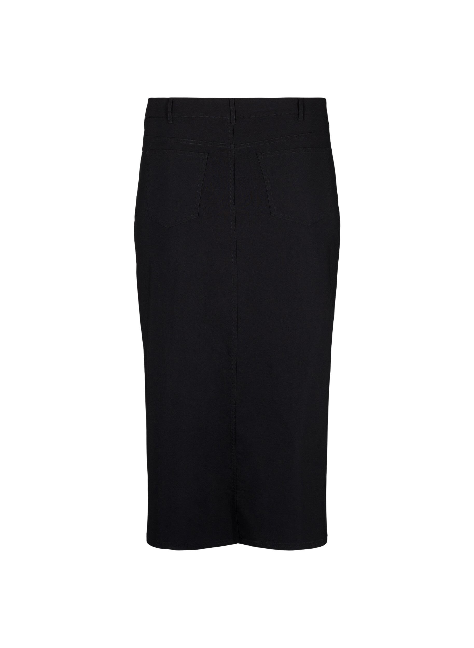 Zizzifashion Long skirt with slit in front, Black, Packshot image number 1