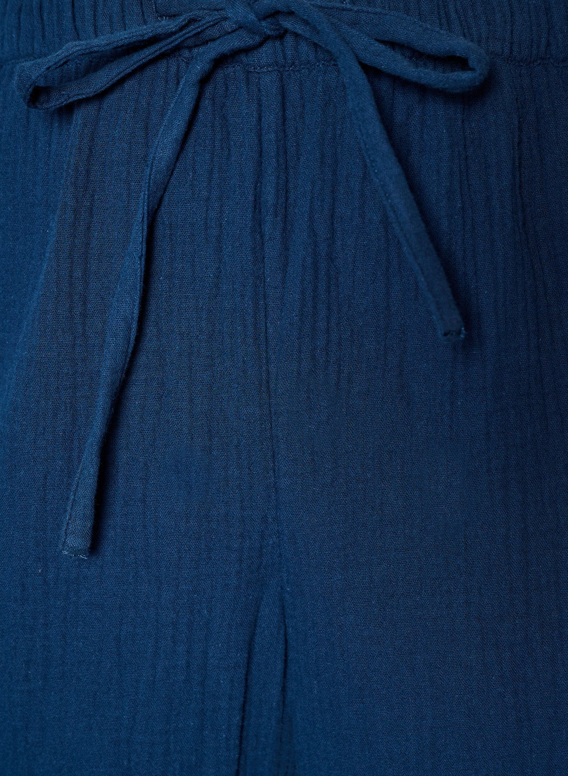 ZizzifashionLoose cotton muslin pyjama bottoms, Blue, Packshot image number 2