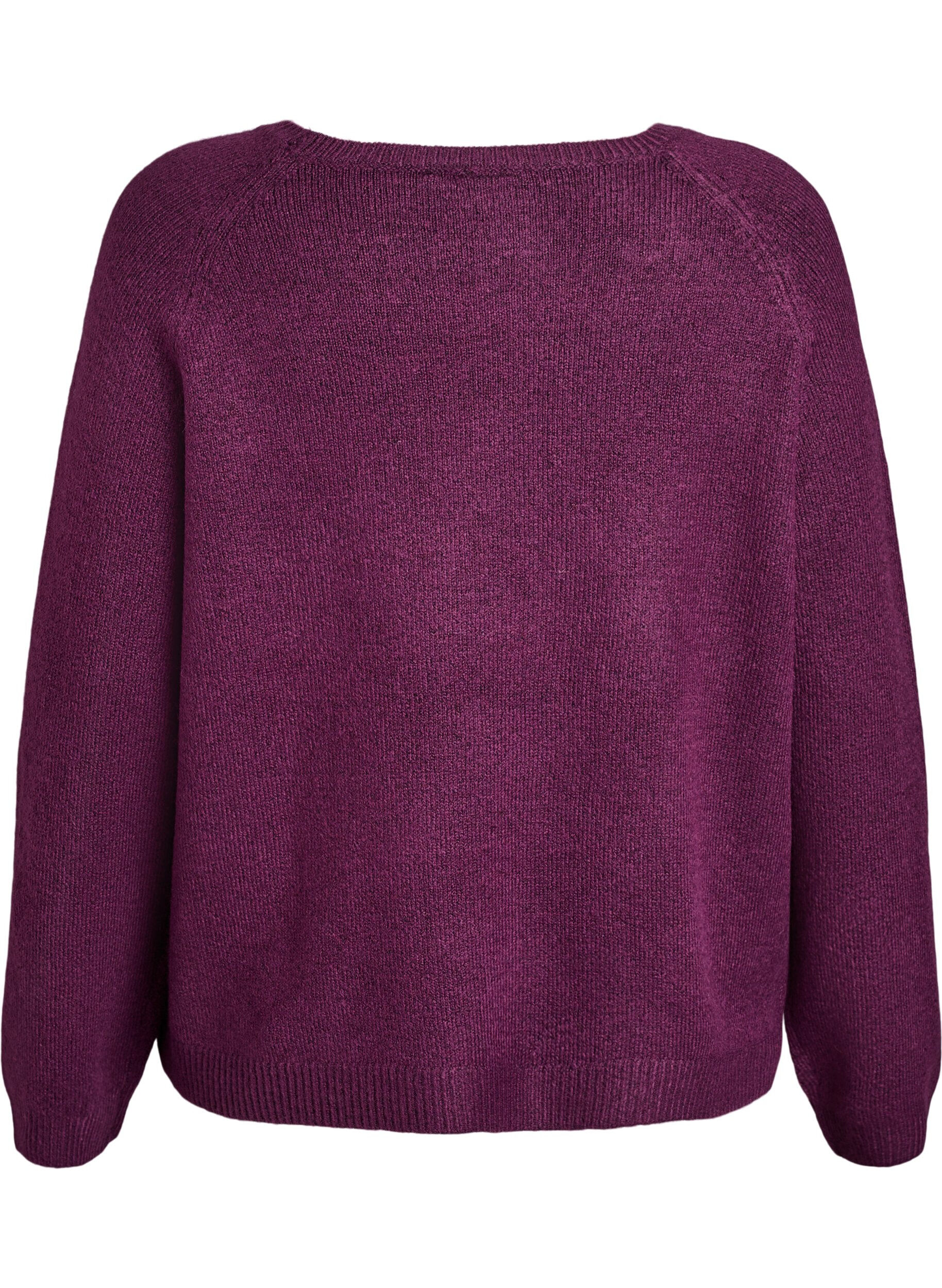 Zizzifashion Soft knit with a round neck, Purple, Packshot image number 1