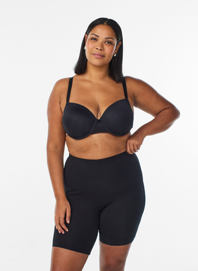 Cotton panties with long legs, Black, Model image number 0