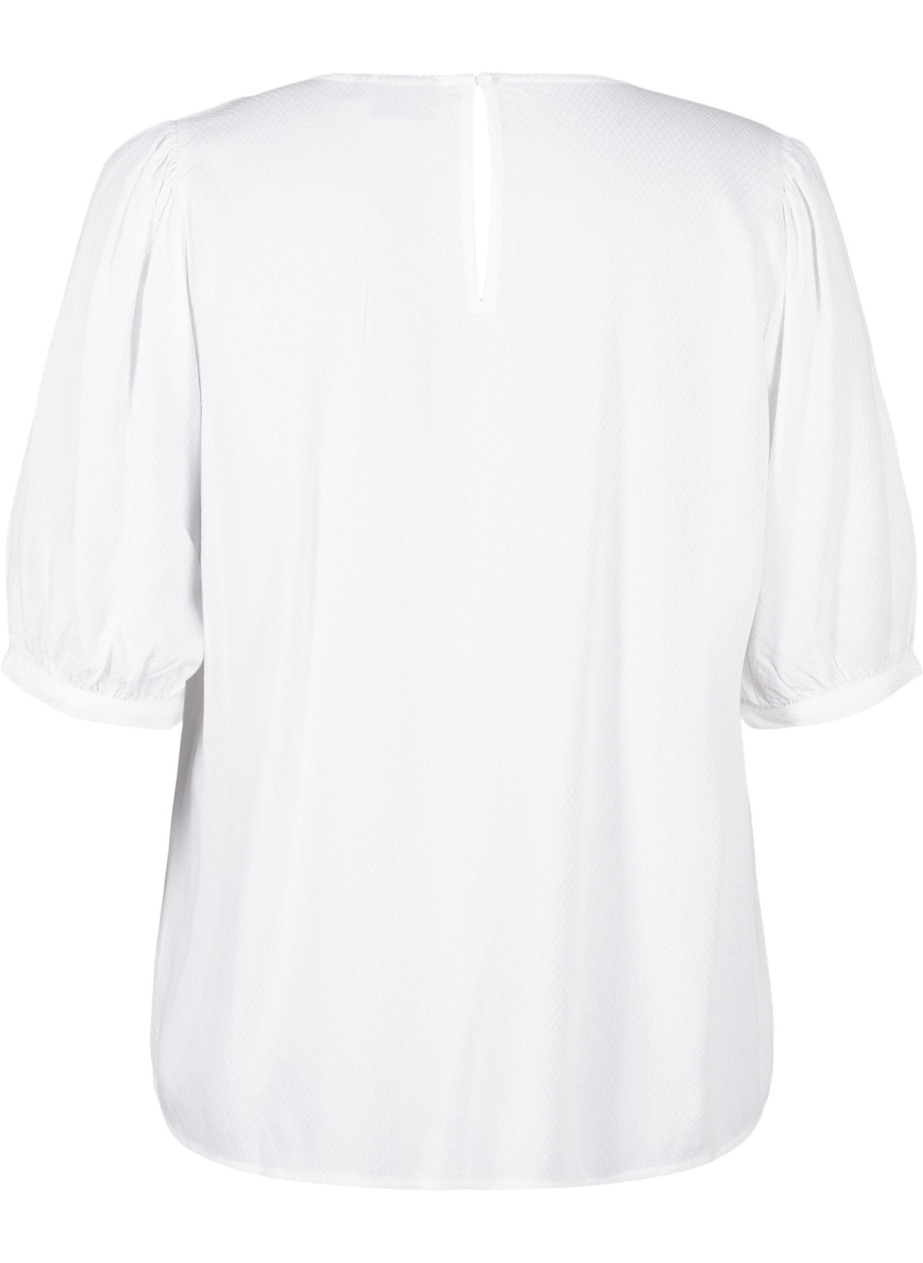 Zizzifashion Viscose blouse with 1/2 sleeves, Bright White, Packshot image number 1