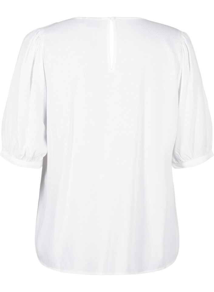 Viscose blouse with 1/2 sleeves, Bright White, Packshot image number 1