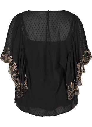 Textured blouse with embroidery, Black, Packshot image number 1