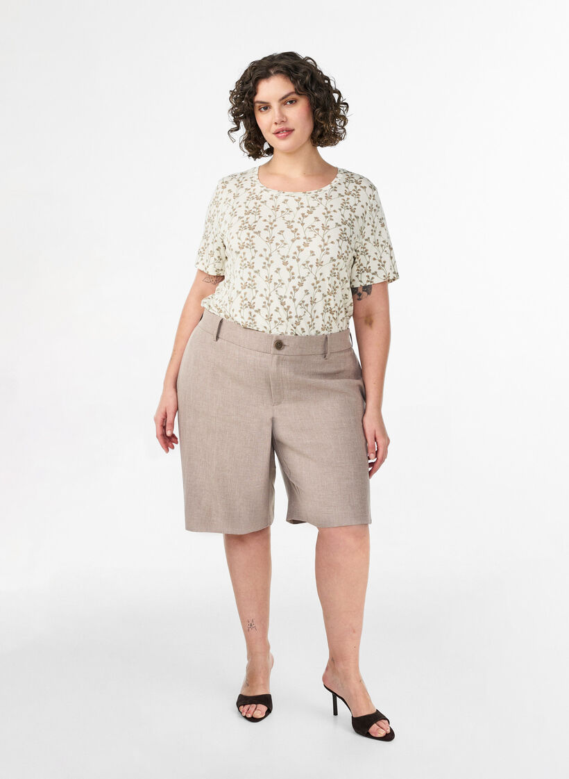 T-shirt with floral print, Vanilla, Model image number 1