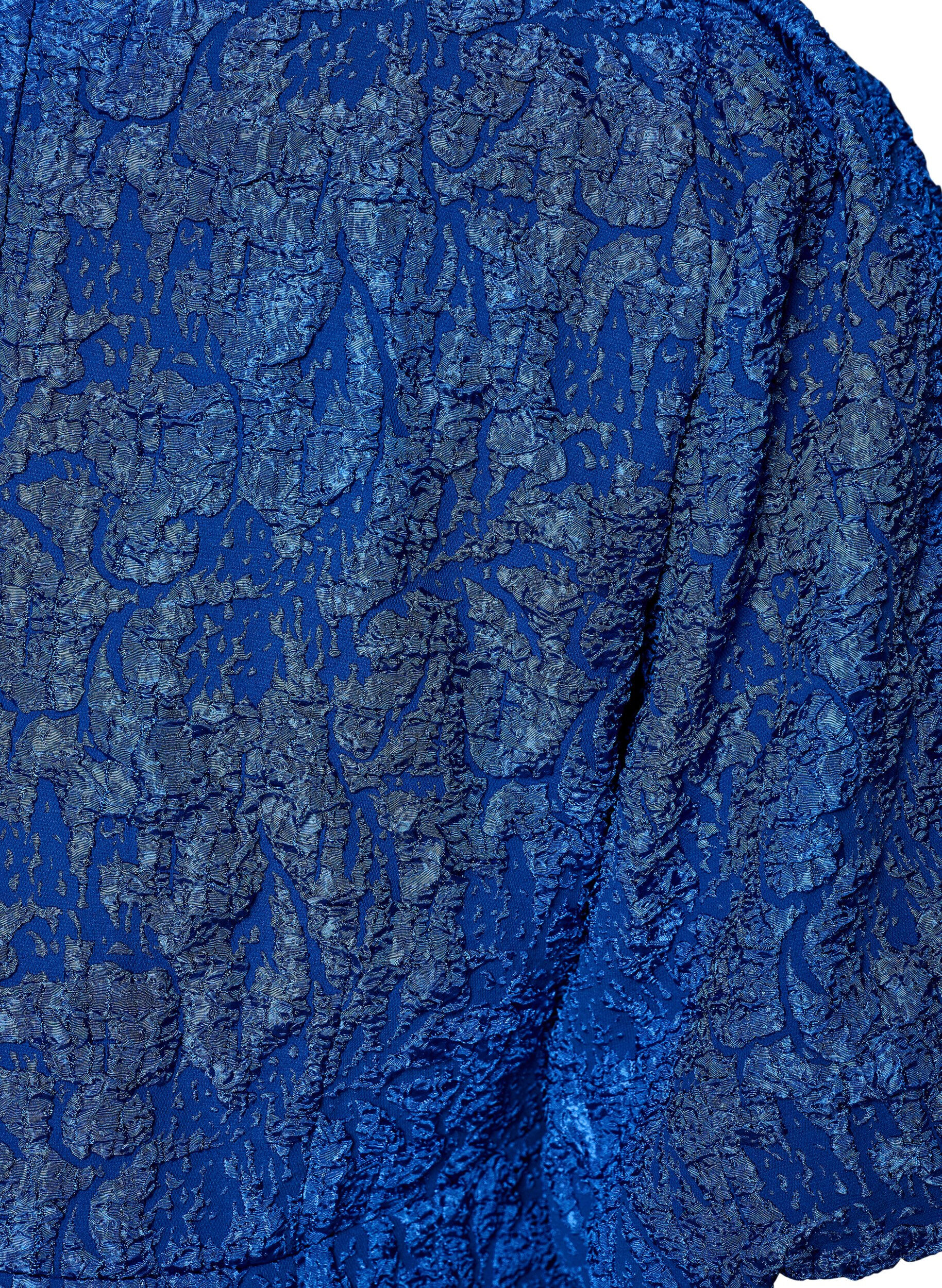 ZizzifashionJacquard dress with puff sleeves and A-line, Blue, Packshot image number 3