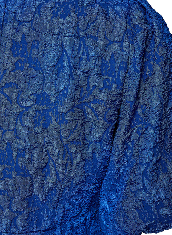 Jacquard dress with puff sleeves and A-line, Blue, Packshot image number 3