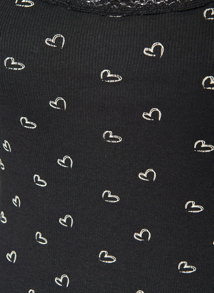 Top with print and lace edge, Black, Packshot image number 2