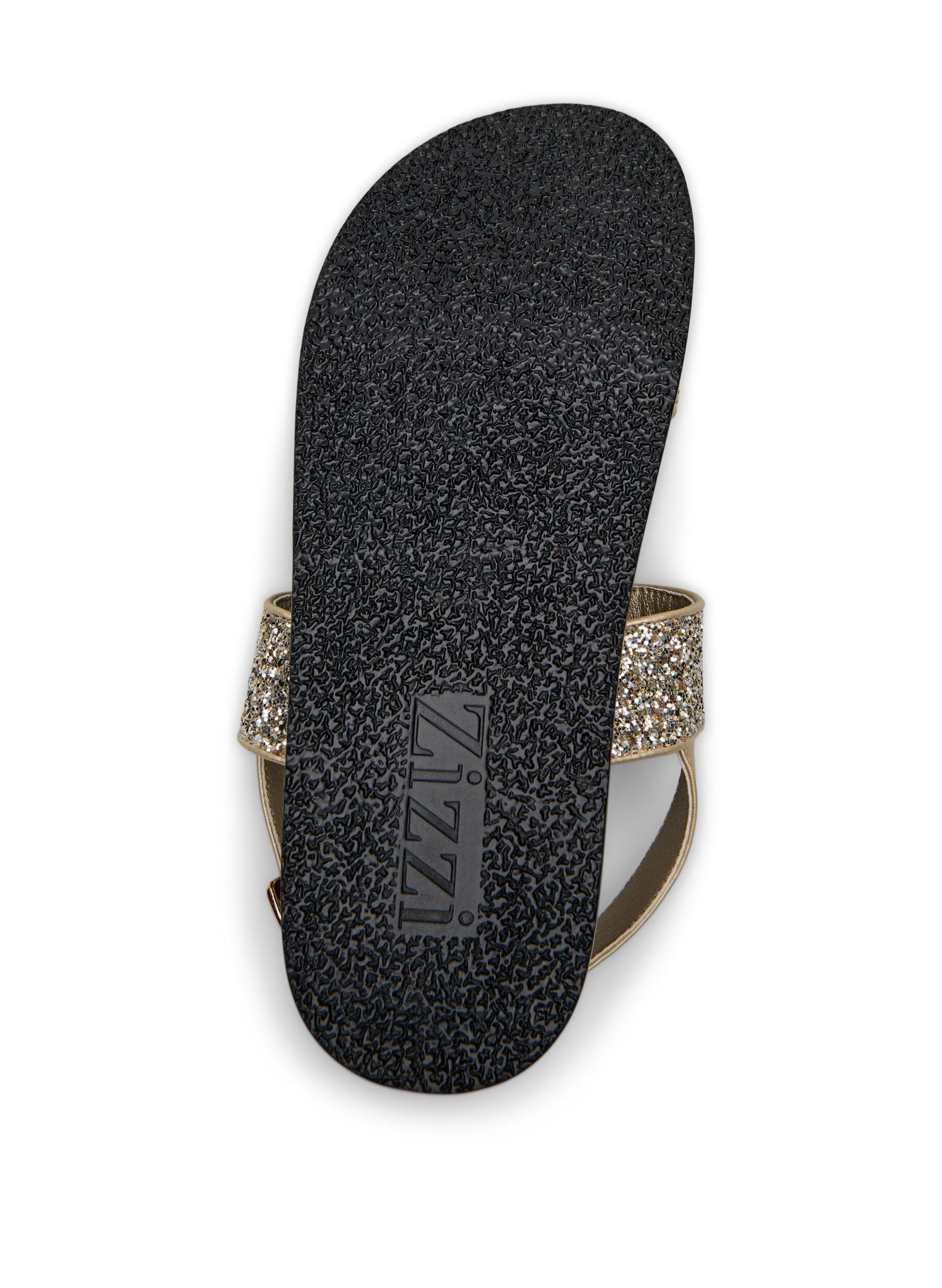 Zizzifashion Wide fit - Glitter sandal with Velcro closure, Gold, Packshot image number 4