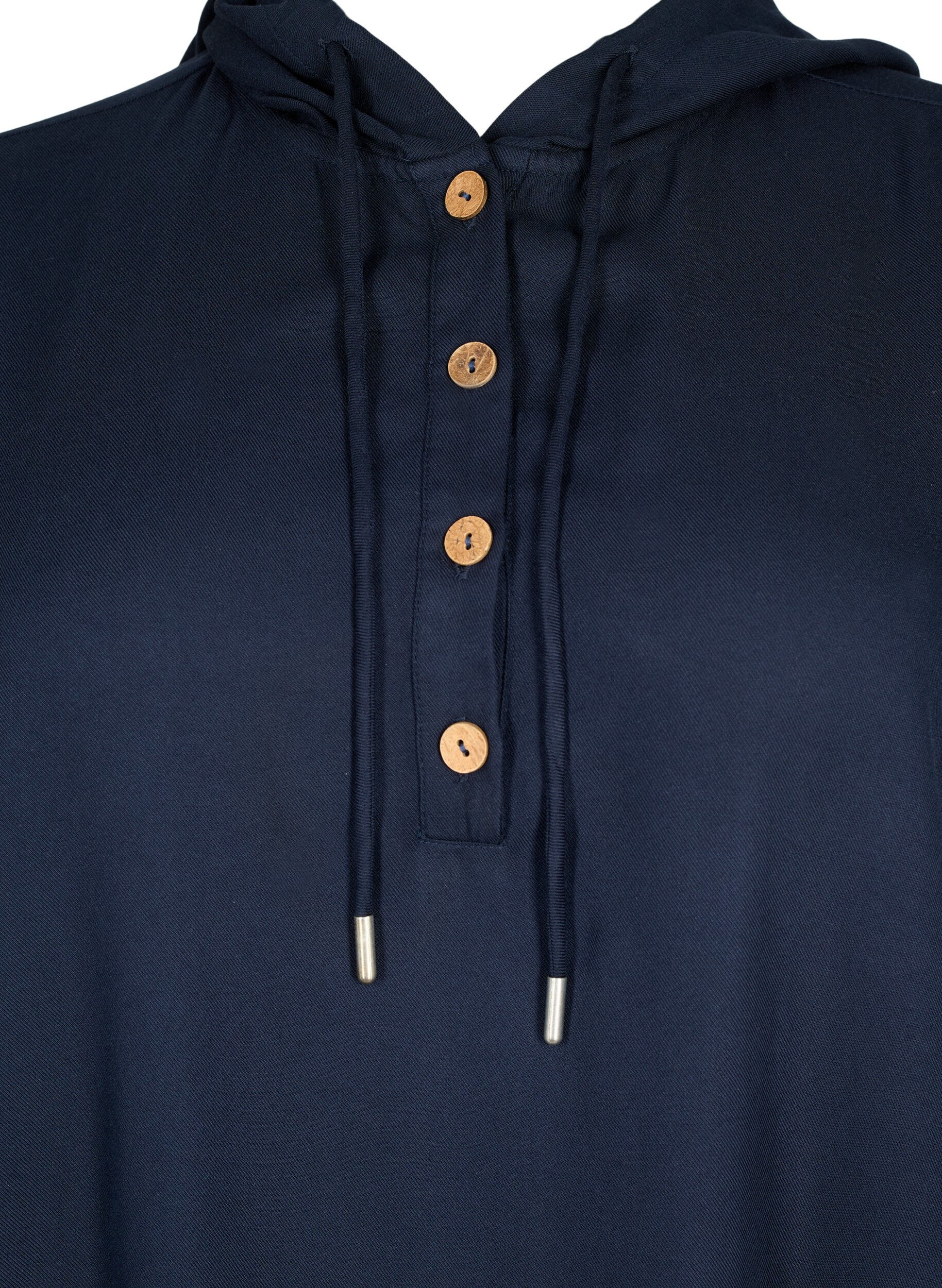 Zizzifashion Viscose tunic with hood, Navy Blazer, Packshot image number 2