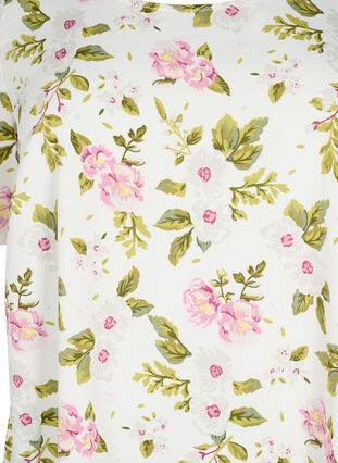 FLASH - Blouse with short sleeves and print, Off White Flower, Packshot image number 2