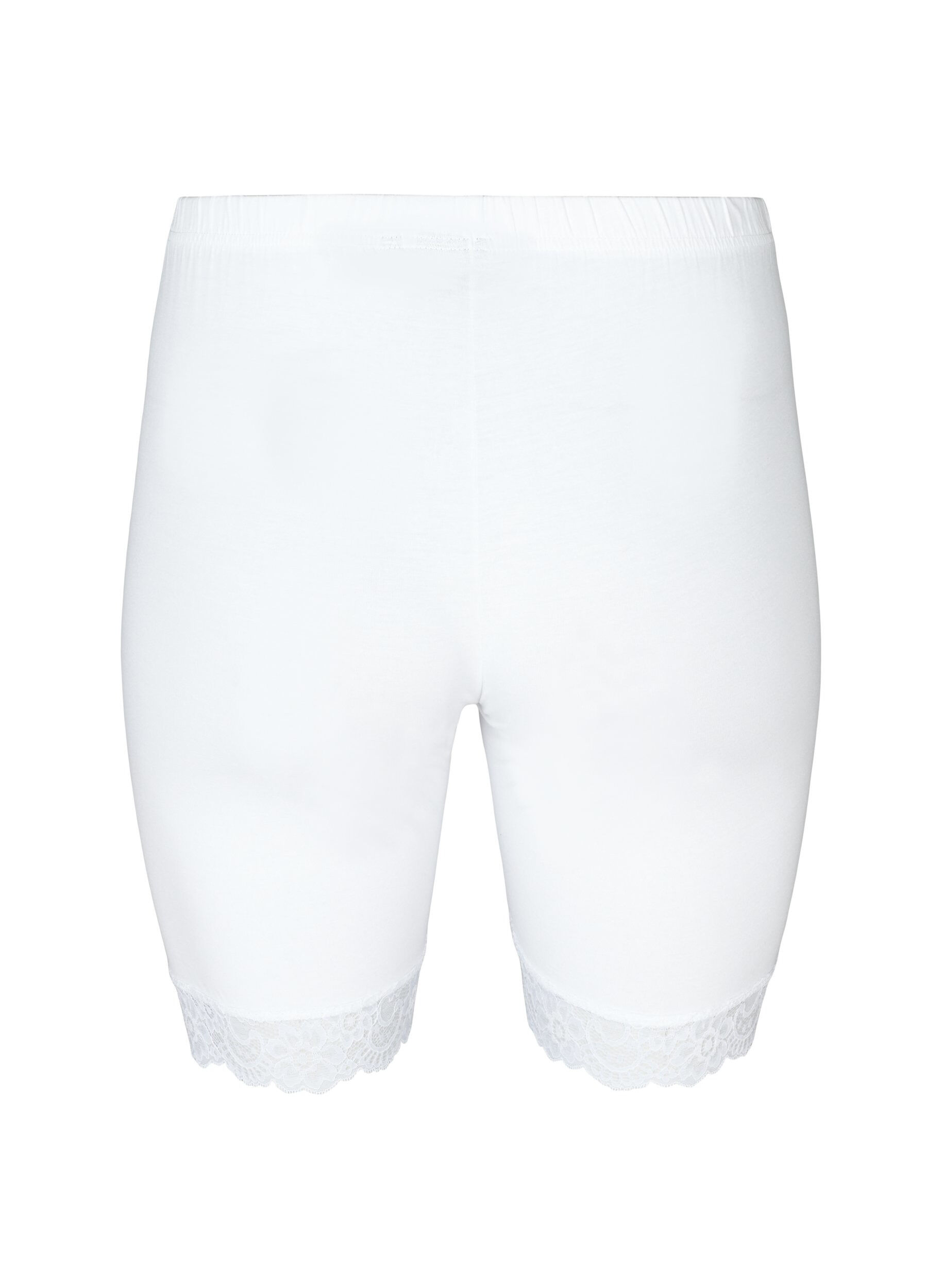 Zizzifashion Cycling shorts with lace trim, White, Packshot image number 1