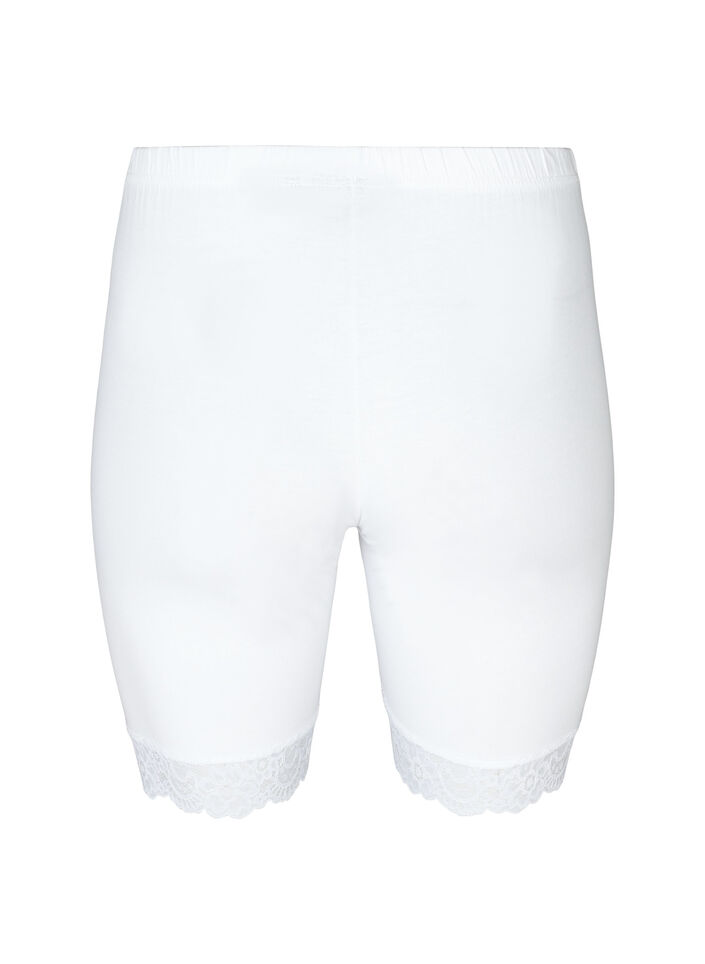 Cycling shorts with lace trim, White, Packshot image number 1