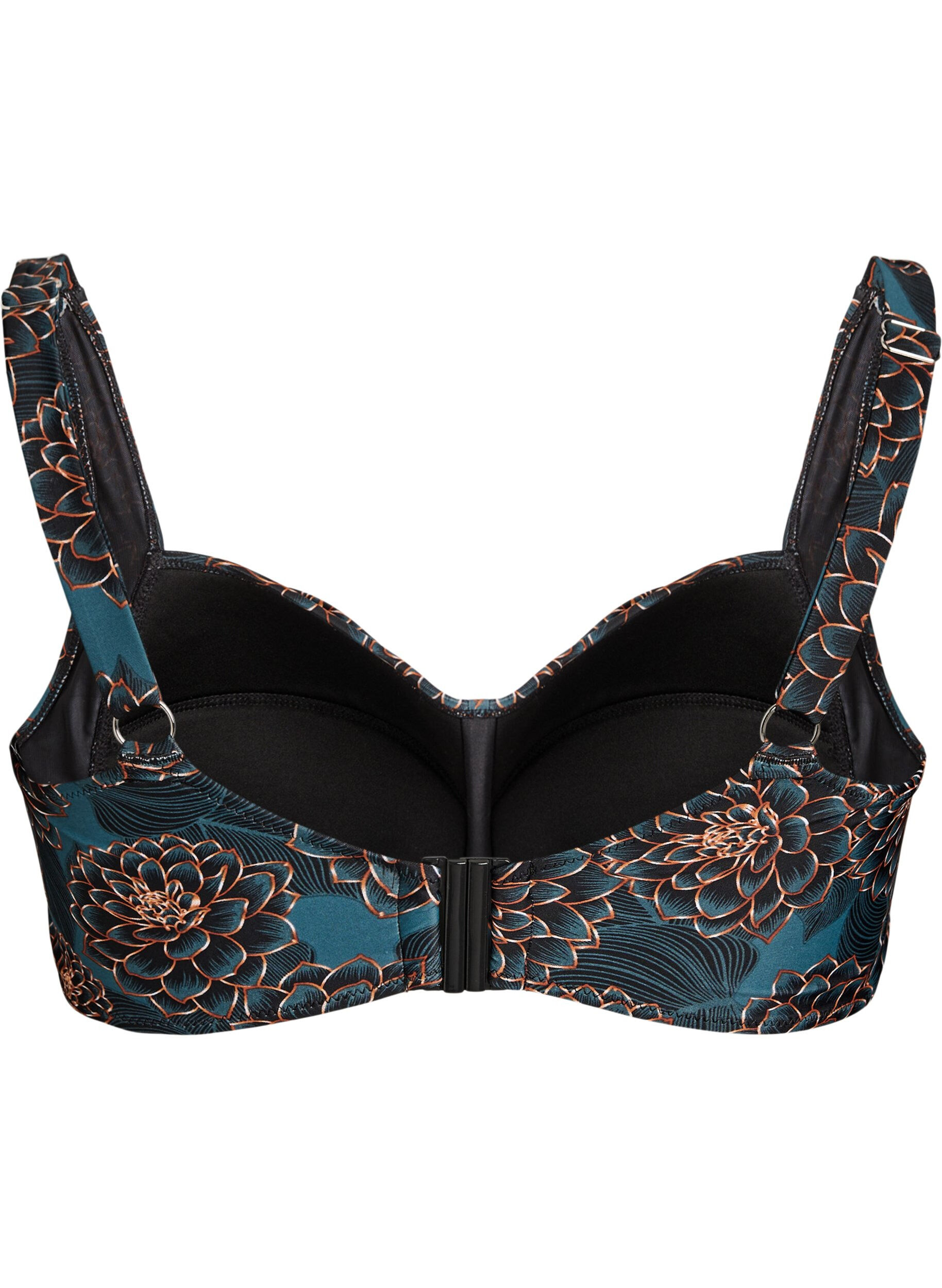 Zizzifashion Bikini top with padding and print, Petrol, Packshot image number 1