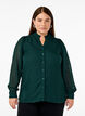 Shirt with texture and a ruffled collar, Green, Model image number 0