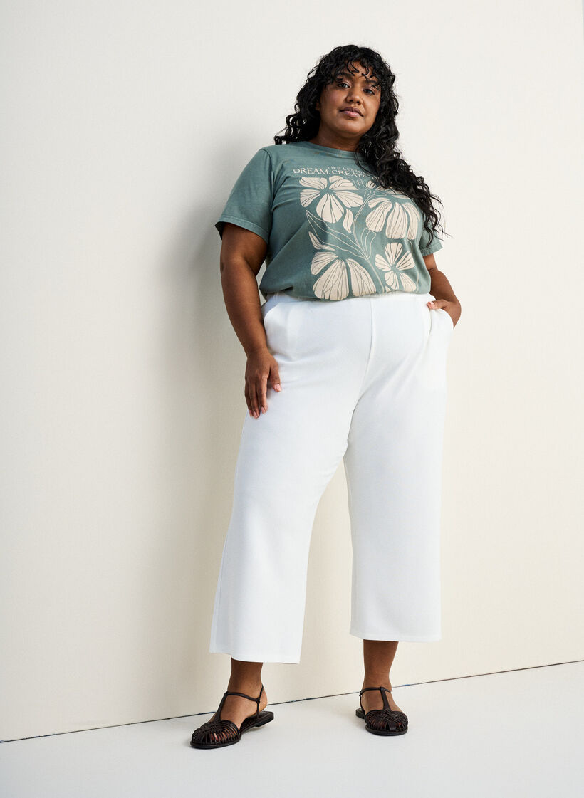 Loose trousers with 7/8 length, White, Image image number 0