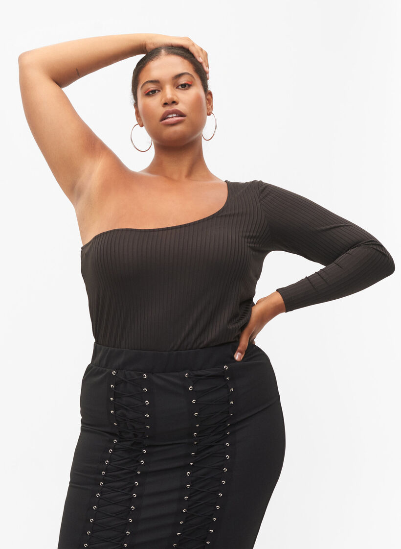 One-shoulder top, Black, Model image number 0