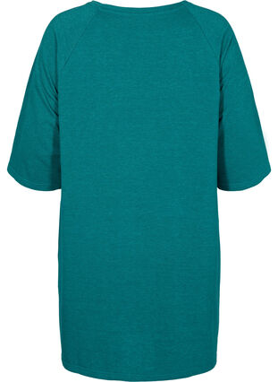 Promotional item - Cotton sweater dress with pockets and 3/4-length sleeves, Teal Green Melange, Packshot image number 1