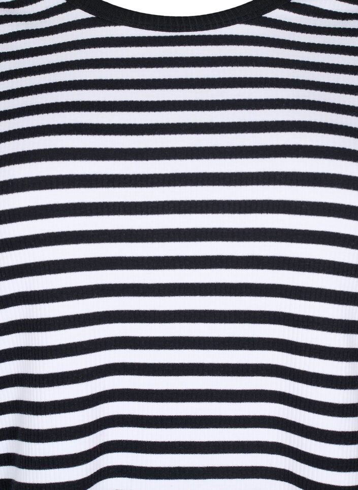 Striped blouse with long sleeves, Black, Packshot image number 2