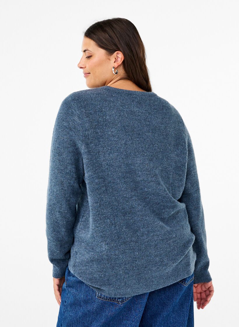 Melange sweater with round neck, Bering Sea Mel., Model image number 1