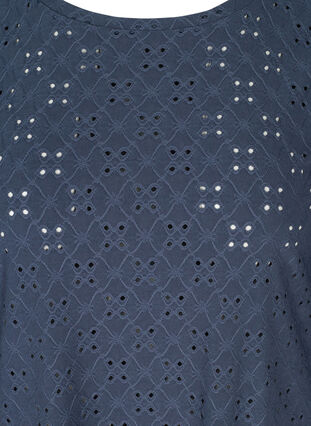 Blouse with 3/4-length sleeves and broderie anglaise, Mood Indigo, Packshot image number 2