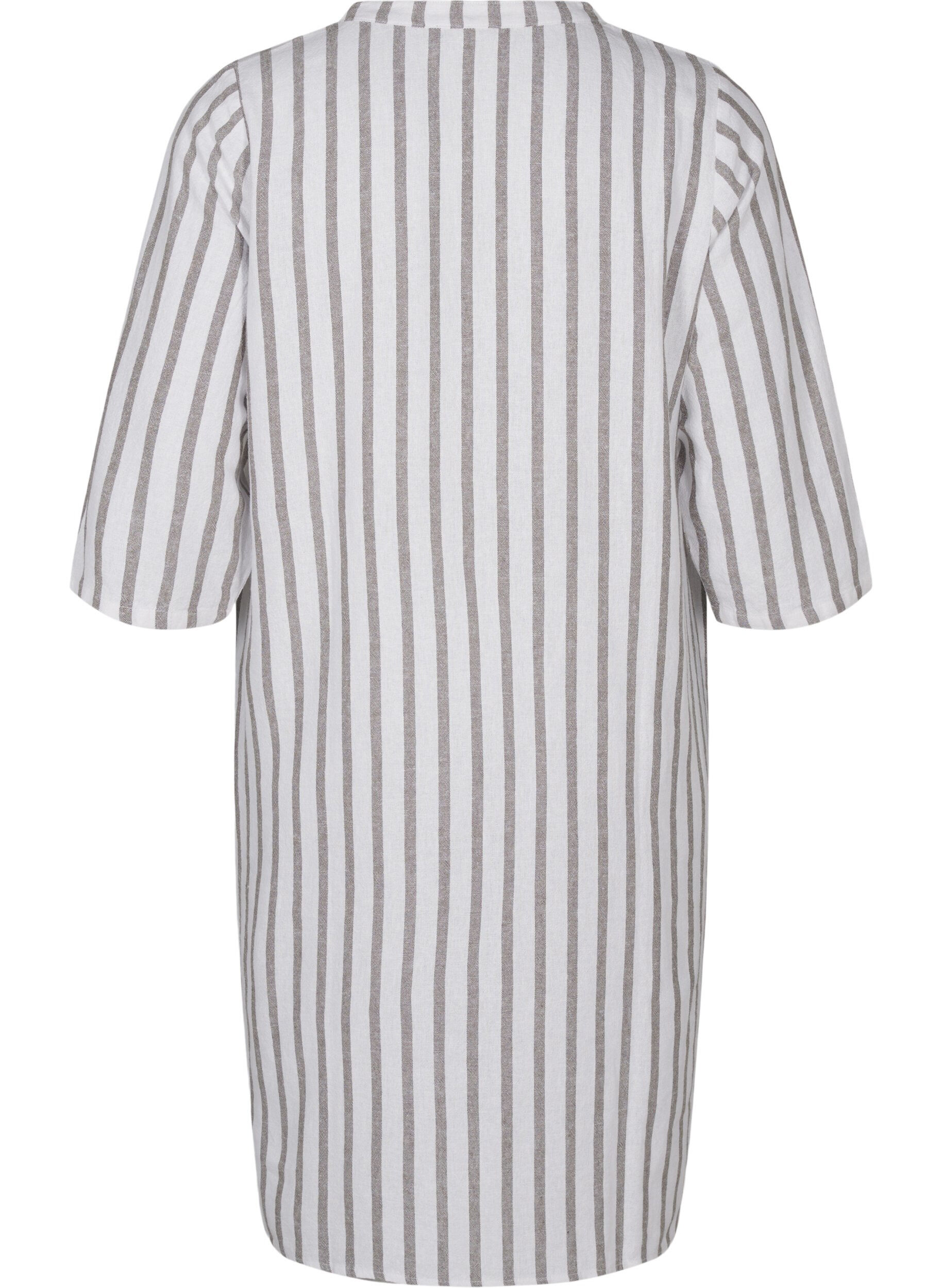 Zizzifashion Striped tunic dress in linen-viscose mix, White Stripe, Packshot image number 1