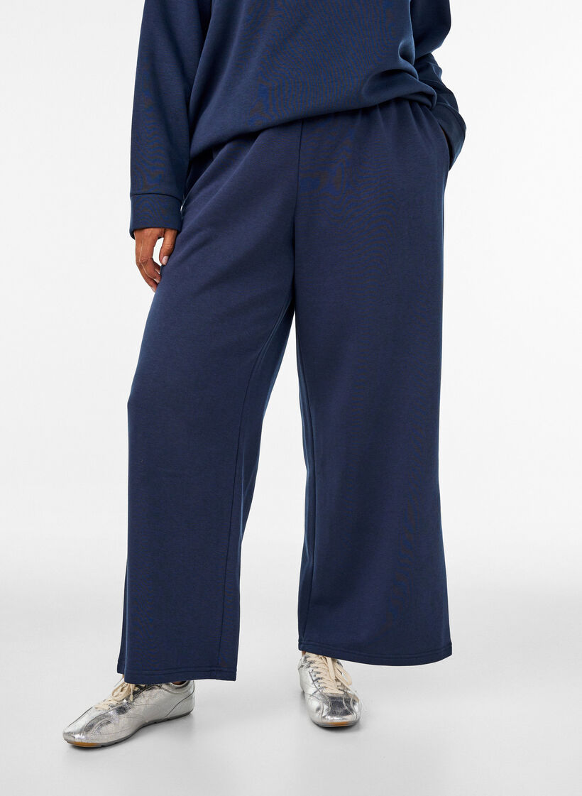 High-waisted sweatpants with wide legs, Blue, Model image number 2