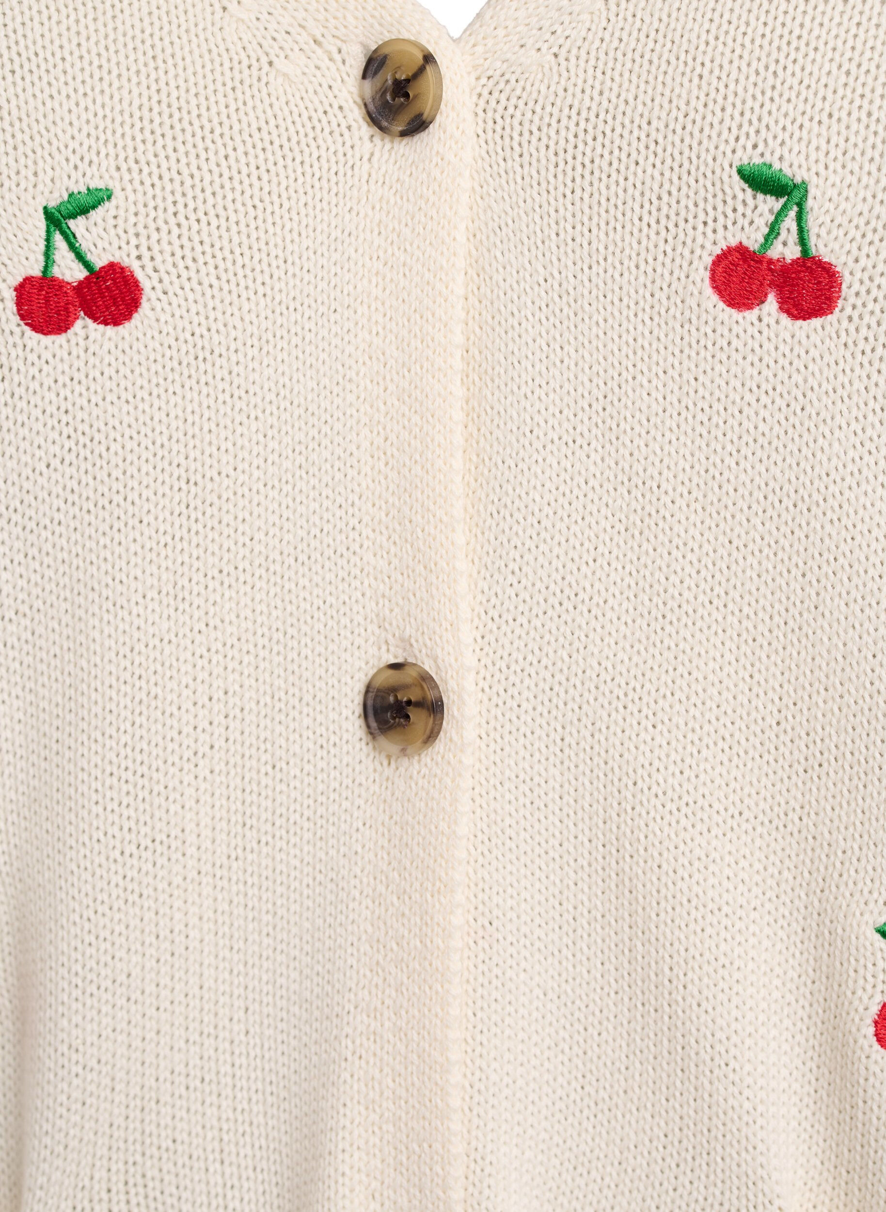 Zizzifashion Knitted cardigan with cherry embroidery, Vanilla, Packshot image number 2