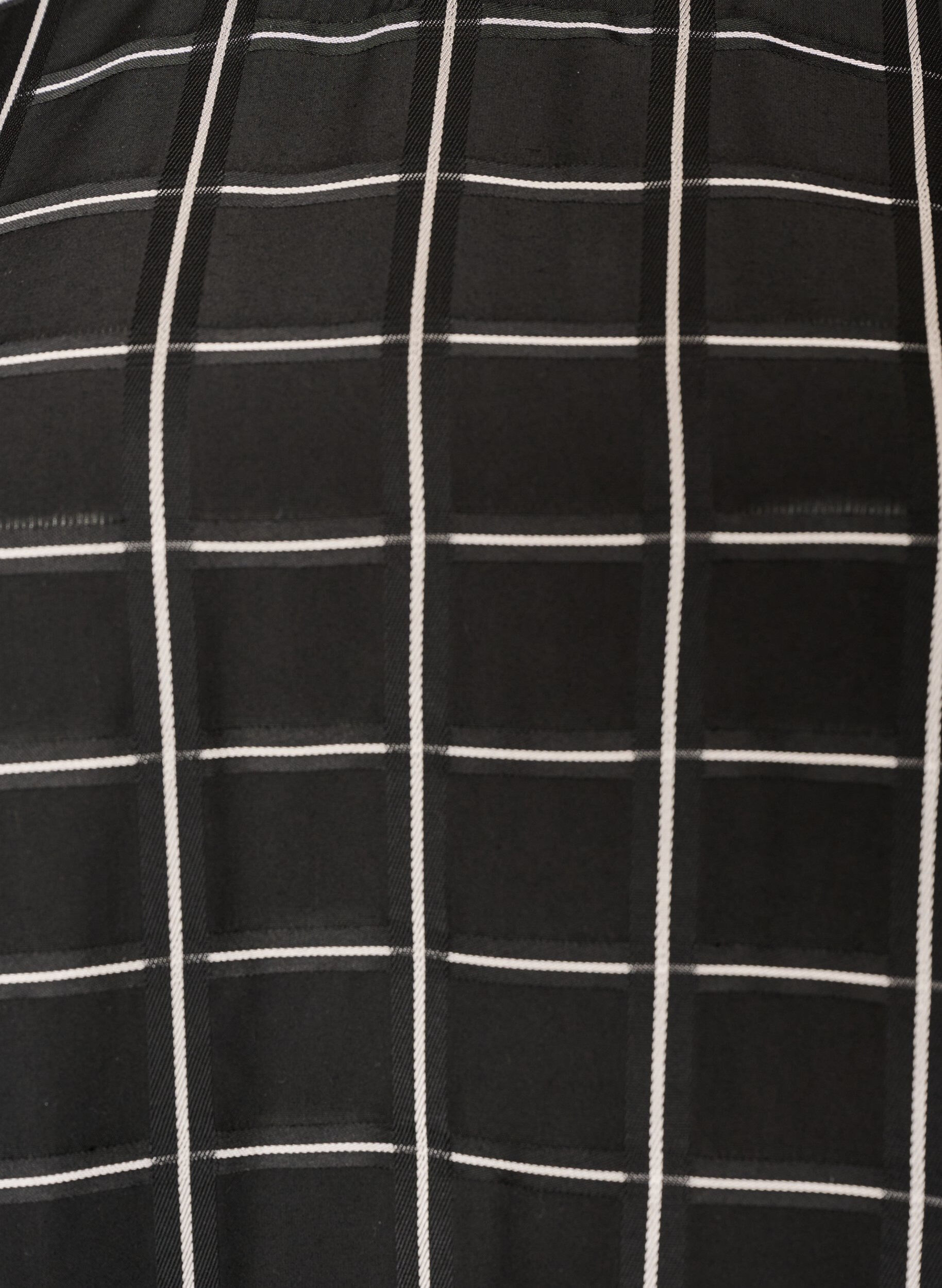ZizzifashionChecked blouse with lace trim and elbow-length sleeves, Black, Packshot image number 2