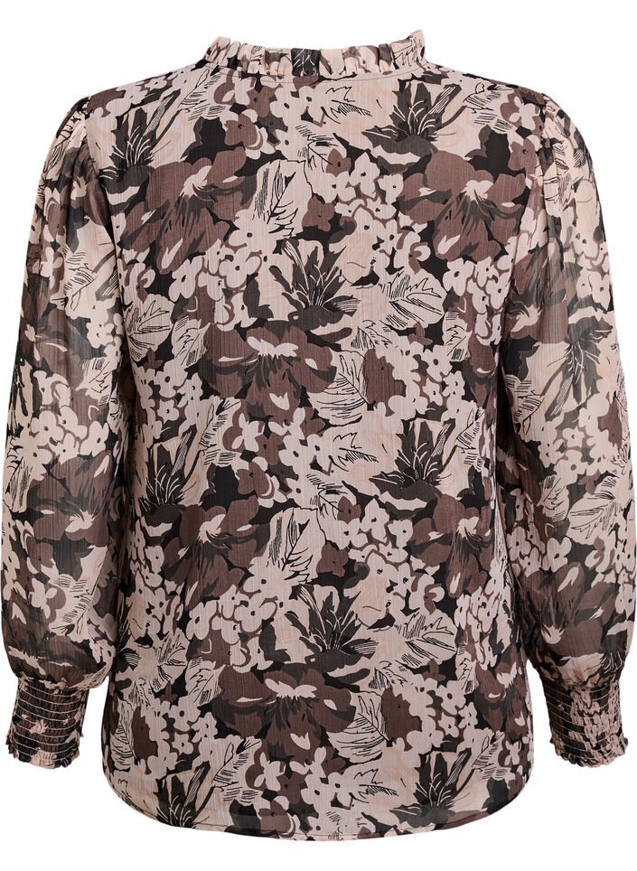 Blouse with floral print, Black, Packshot image number 1
