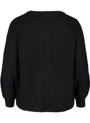 Short rib-knit cardigan with button fastening, Black, Packshot image number 1