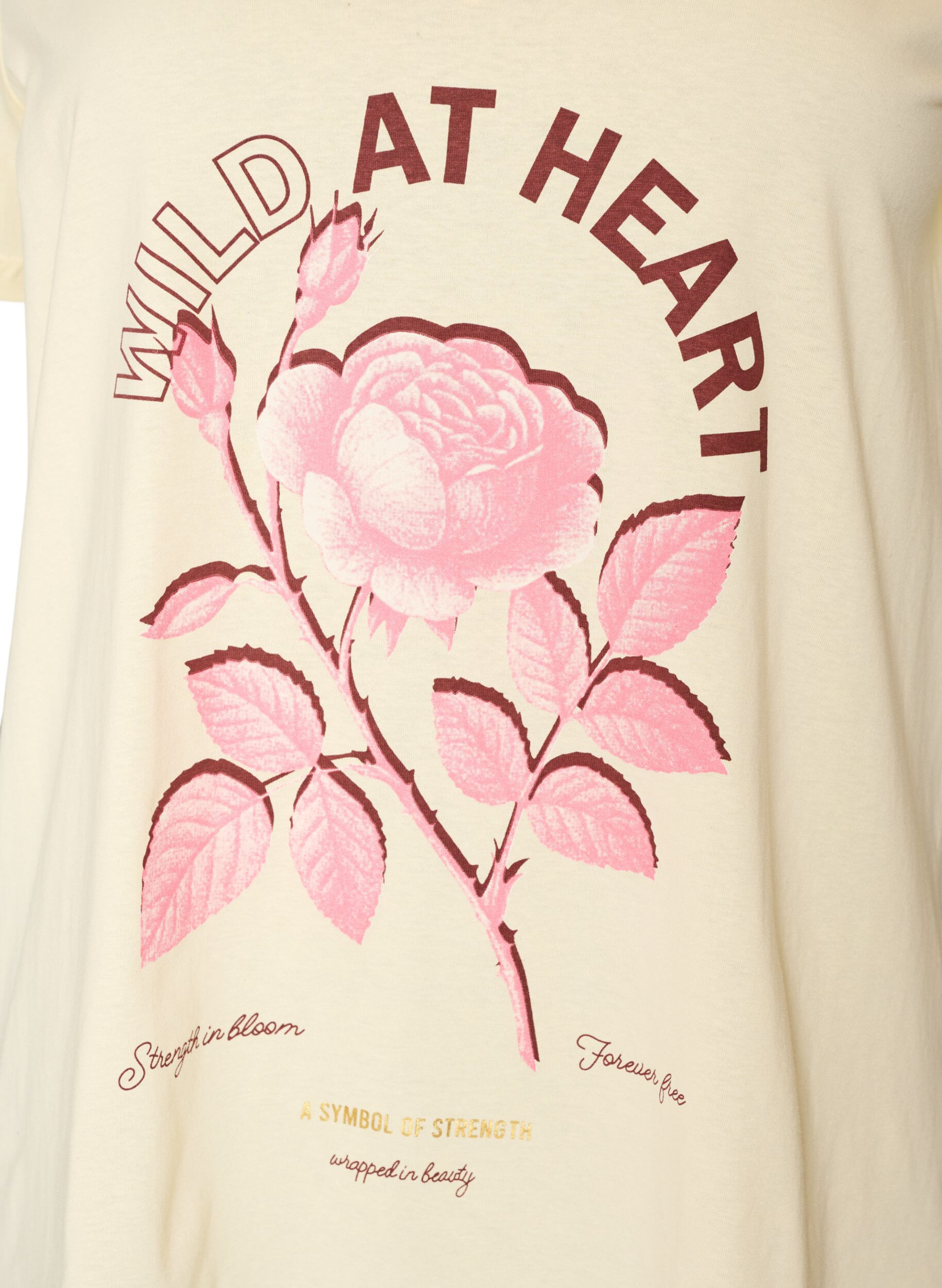ZizzifashionCotton T-shirt with front print and V-neck, Beige, Packshot image number 2