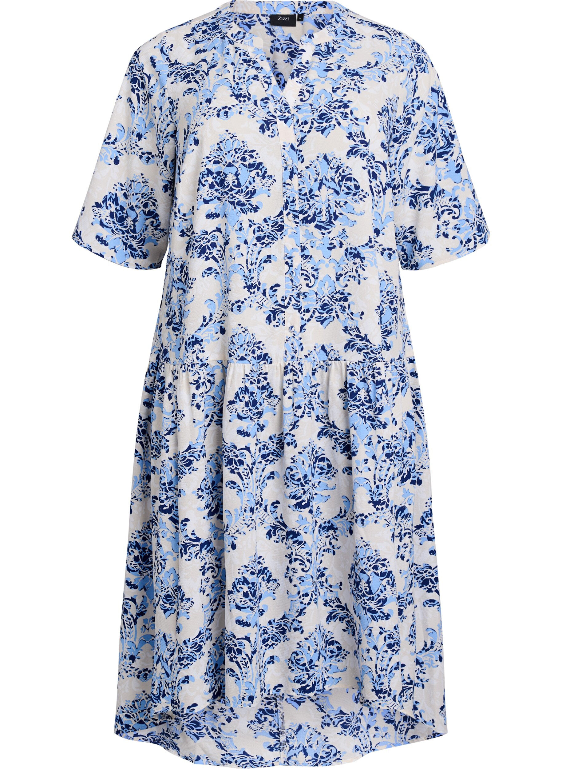 A-line midi dress with short sleeves