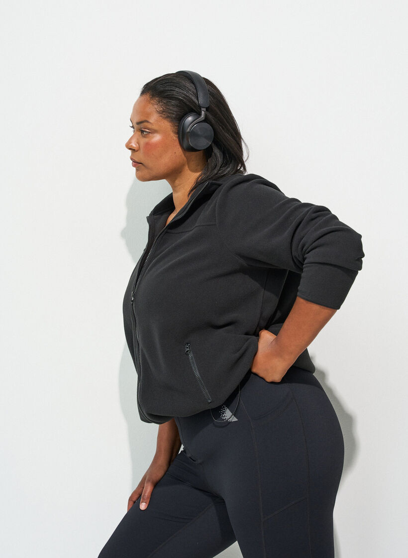 Fleece jacket with pockets, Black, Model image number 3