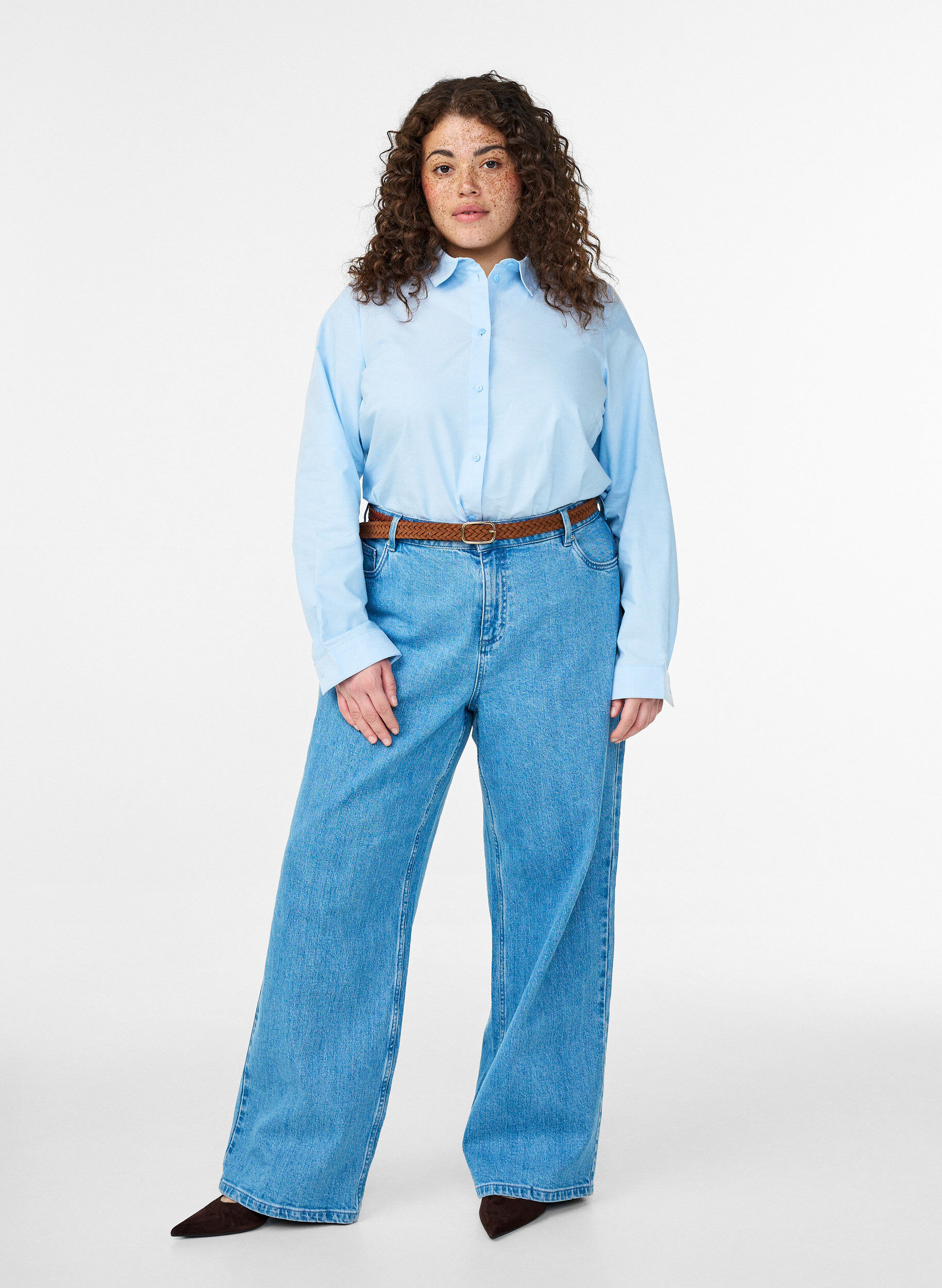 Zizzifashion Long-sleeved cotton shirt, Blue, Model image number 1