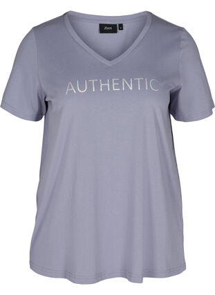 Cotton t-shirt with a v-neck, Silver Bullet, Packshot image number 0