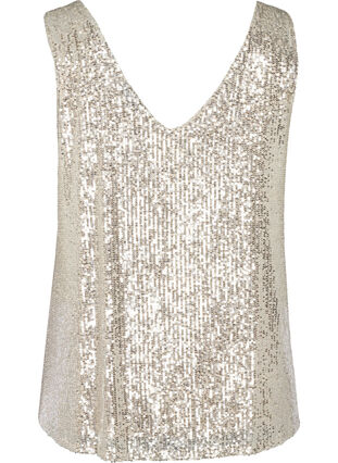 Party top with sequins and a V-neckline, Champagne, Packshot image number 1