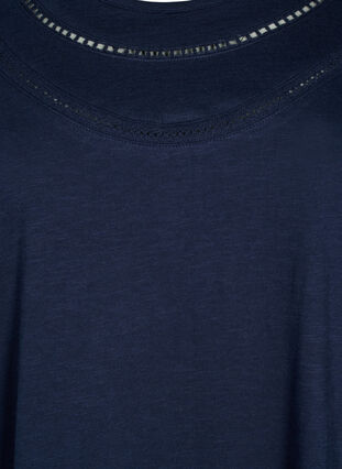 Cotton t-shirt with lace ribbon, Navy Blazer, Packshot image number 2