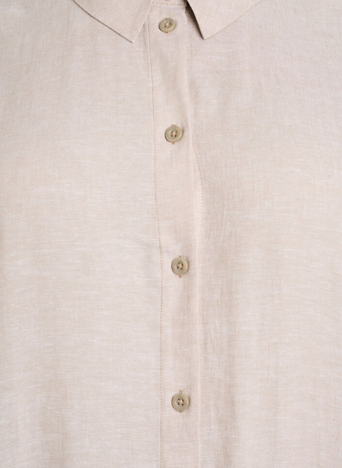 Shirt dress in linen and viscose with short sleeves, Beige, Packshot image number 2