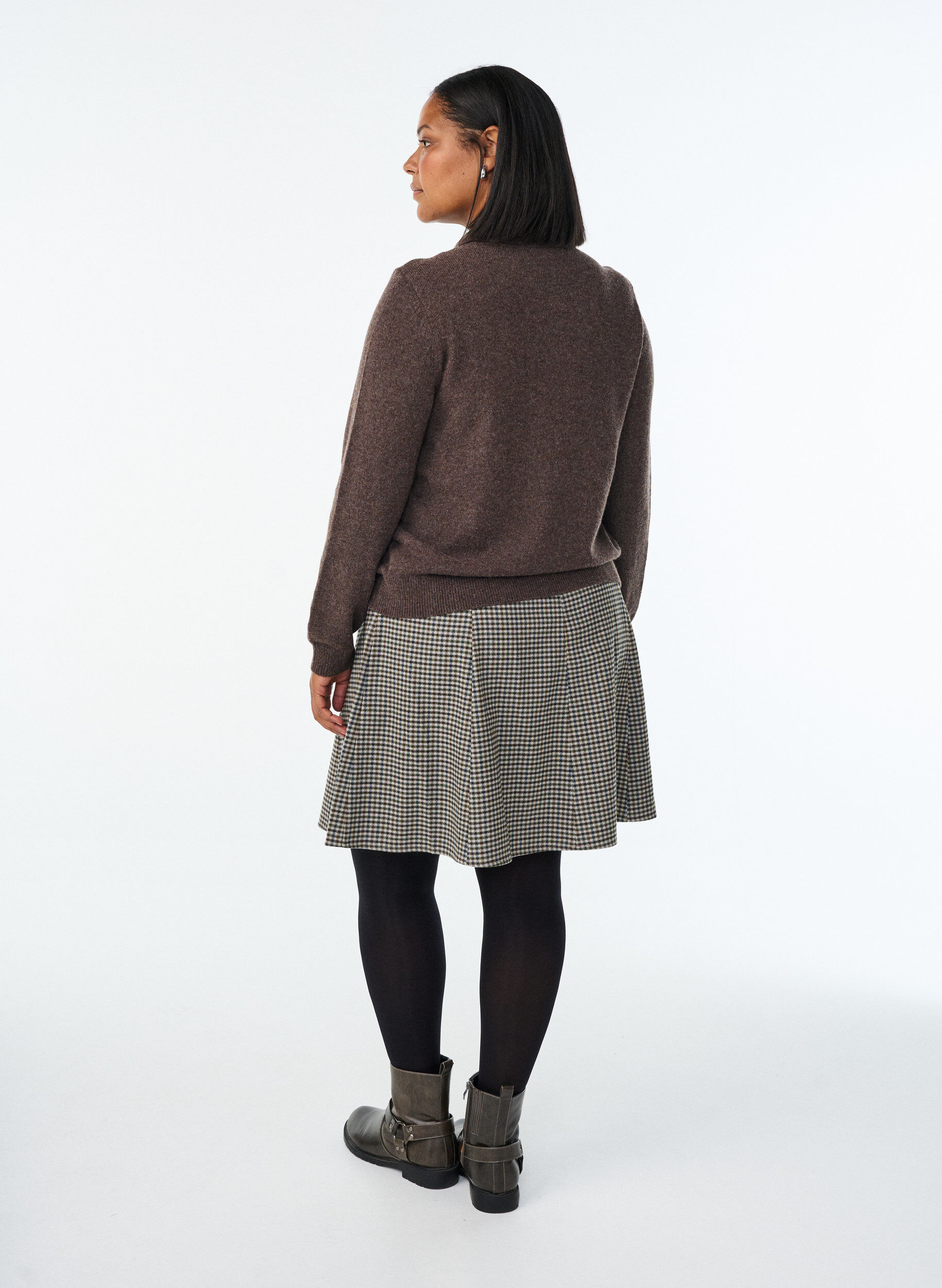 ZizzifashionShort A-line skirt, Brown, Model image number 2