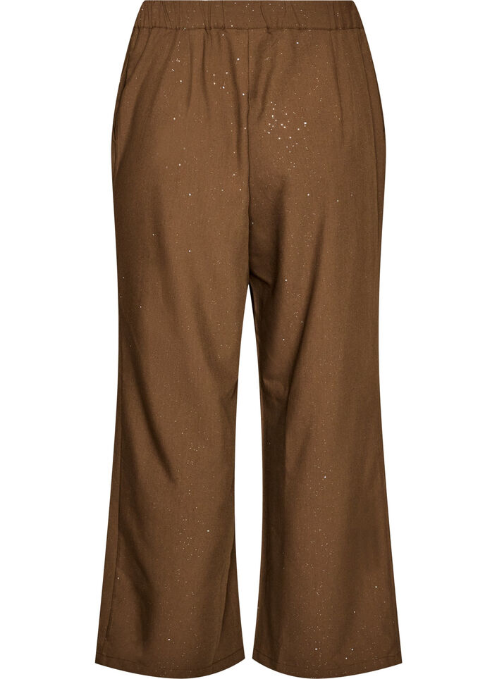 Trousers with glitter and wide legs, Brown, Packshot image number 1