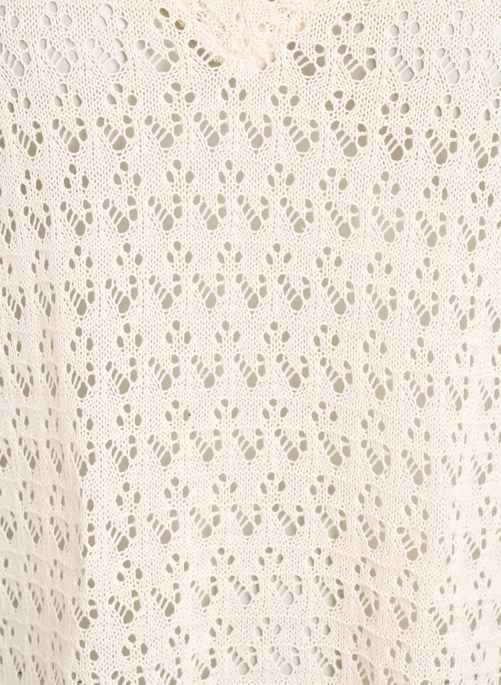 Sleeveless blouse with eyelet embroidery and V-neck, Beige, Packshot image number 2