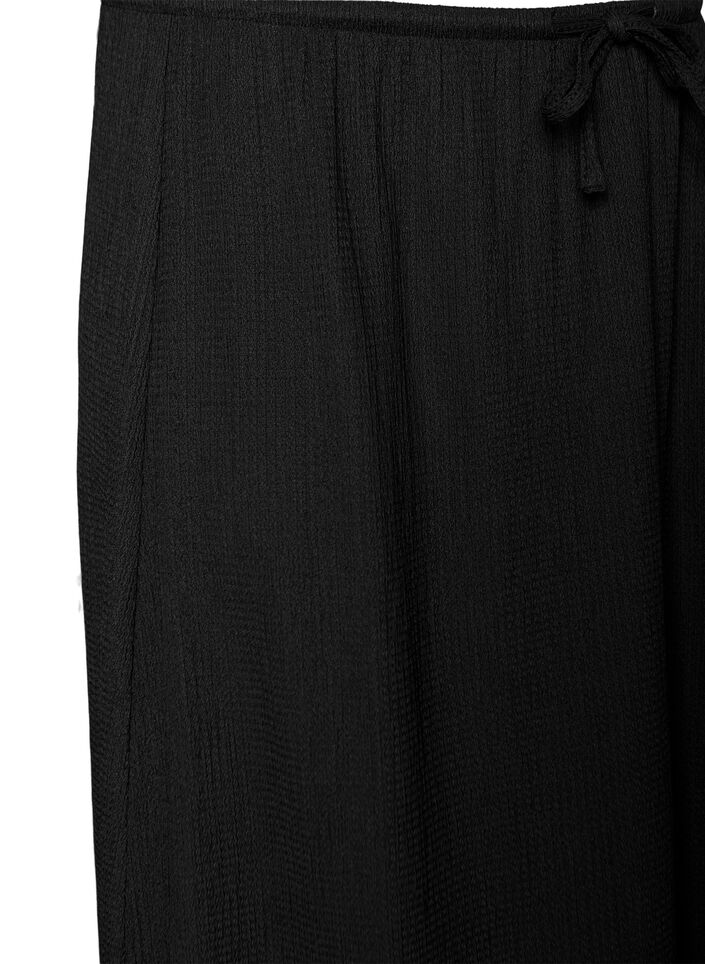 Long skirt with tie belt and ruffle hem, Black, Packshot image number 2