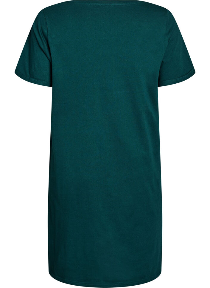 Short-sleeved nightgown in organic cotton, Green, Packshot image number 1