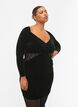 Short velour dress with lace detail, Black, Model image number 0