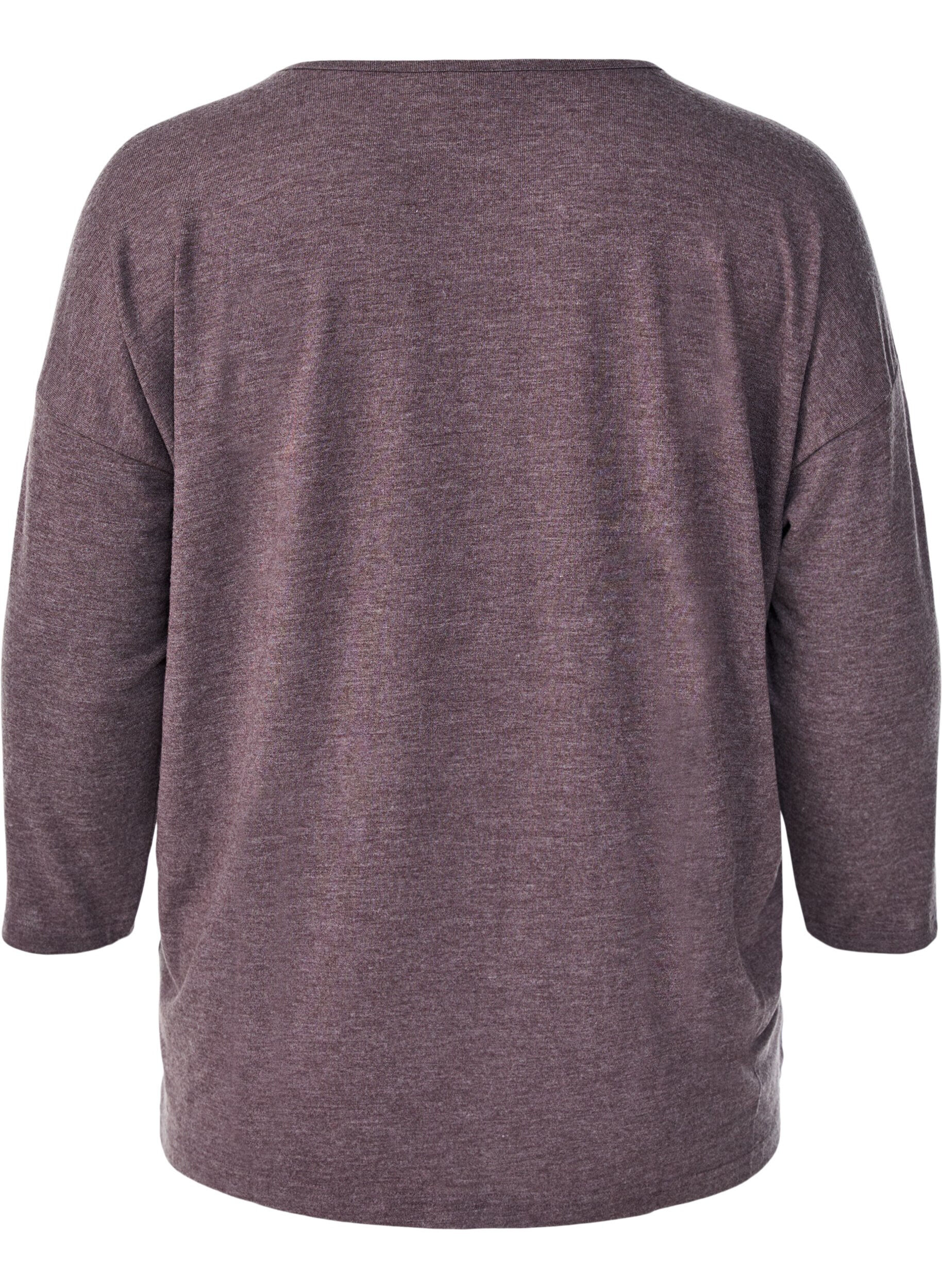 ZizzifashionJersey blouse with 3/4 sleeves, Brown, Packshot image number 1