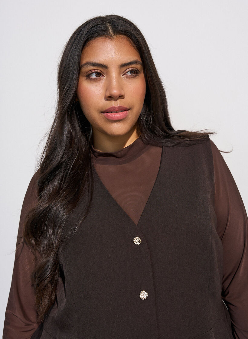 Pinstriped waistcoat with peplum, Brown, Model image number 3
