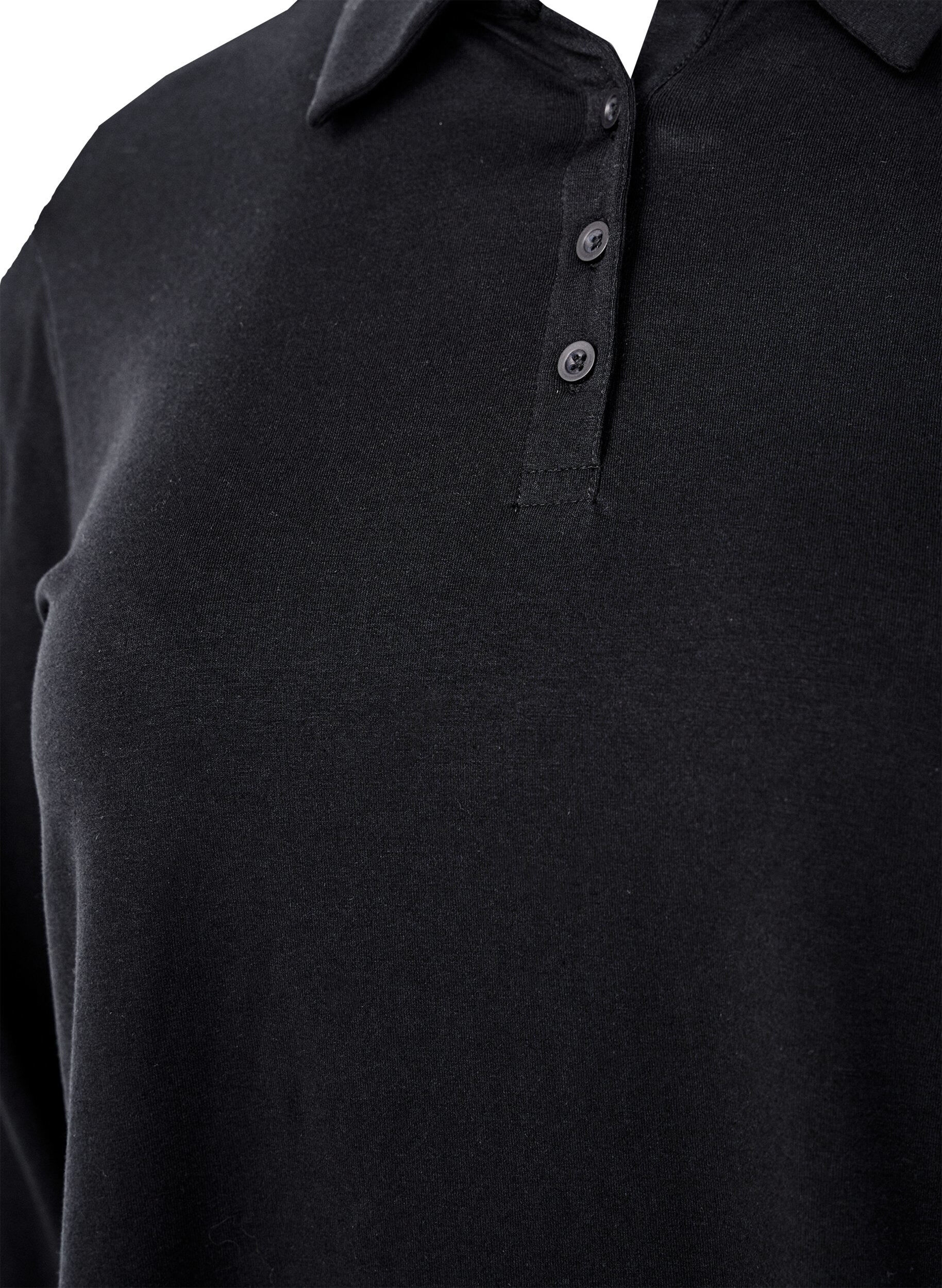 Zizzifashion Long-sleeved polo shirt, Black, Packshot image number 2